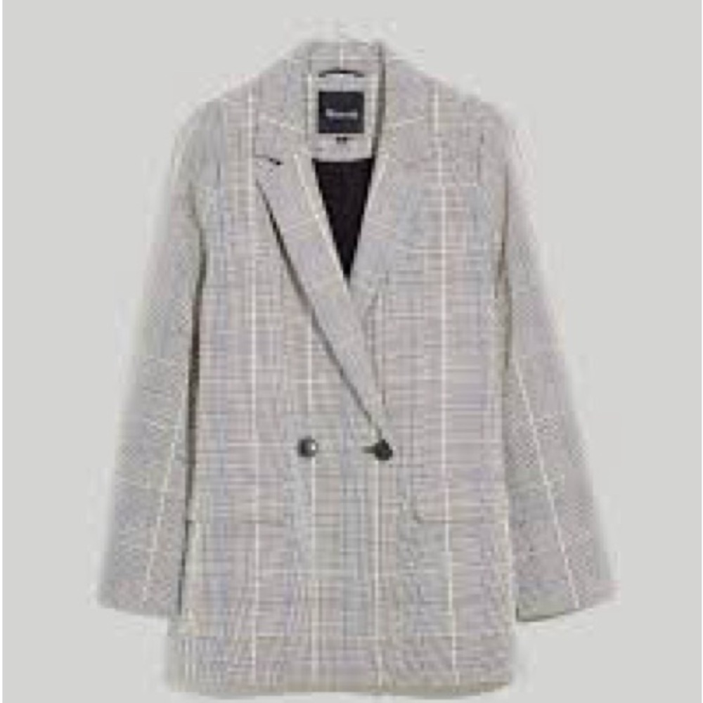 Madewell NG625 Caldwell Double-Breasted Blazer in Palmyra Plaid